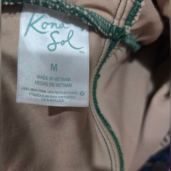 Kona Sol Tie-Front Ruched Full Coverage One Piece Swimsuit NWOT Size M Green - Picture 5 of 5